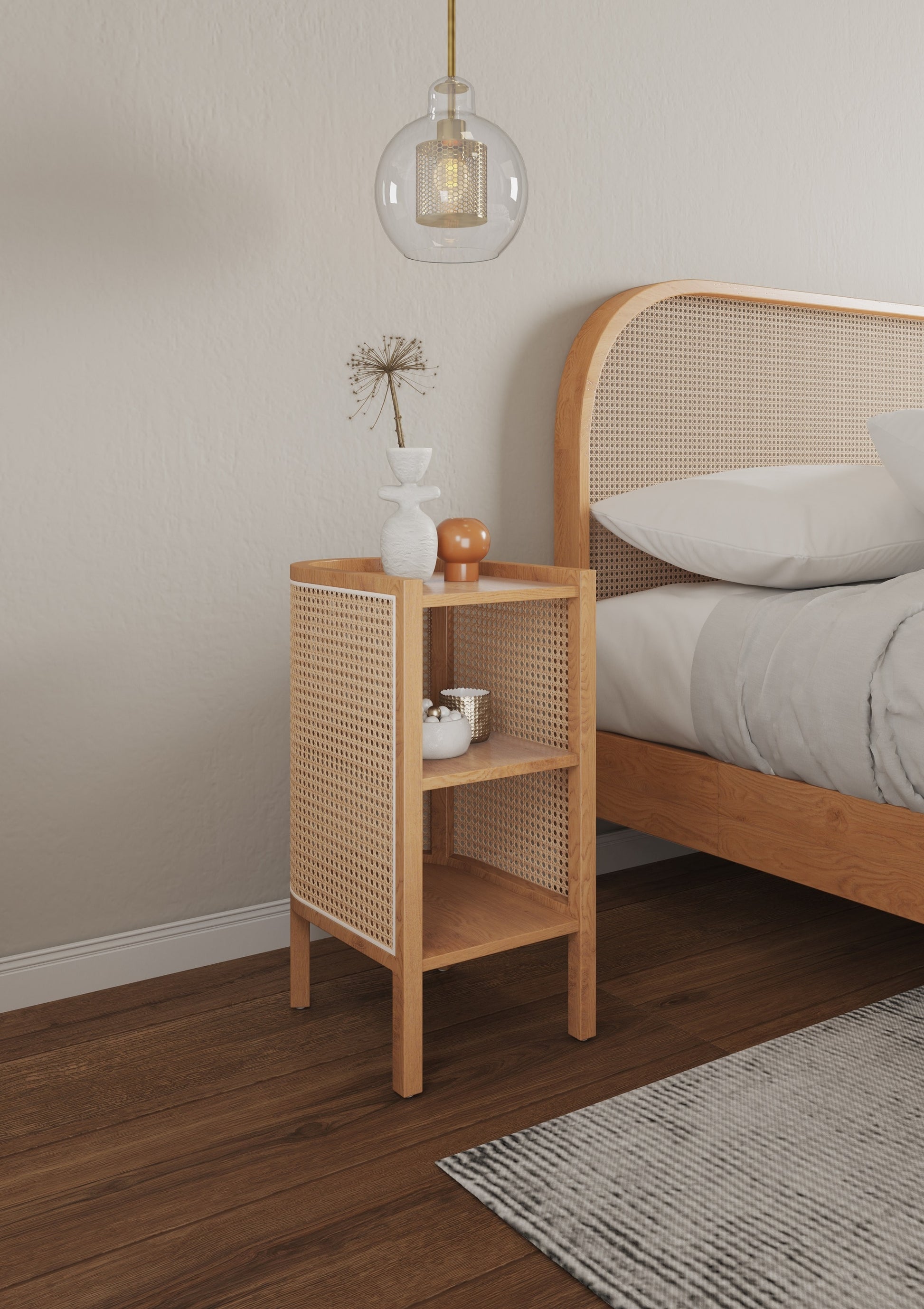 Manhattan Comfort Nature Ash 11.81-in W x 24.41-in H Modern Nightstand