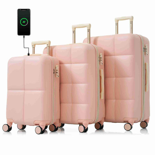 Flynama 20'' x 12.5'' x 29.9'' Pink Plastic Hardshell Suitcase set