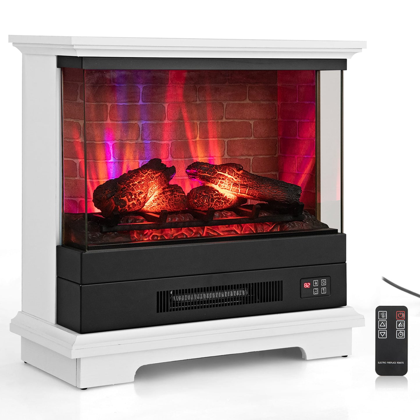 Costway 15-in W White Free standing Infrared quartz Flat Wall Electric Fireplace with Remote Control Included