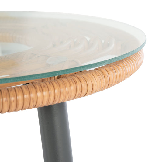 Safavieh Berlen 3 -Piece Wicker Patio Conversation Set with Blue SAFAVIEH Cushions