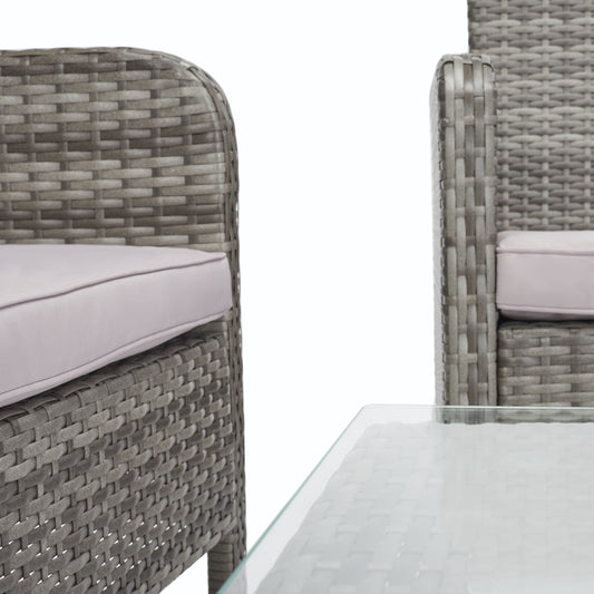 Safavieh Aboka 4 -Piece Wicker Patio Conversation Set with Gray SAFAVIEH Cushions