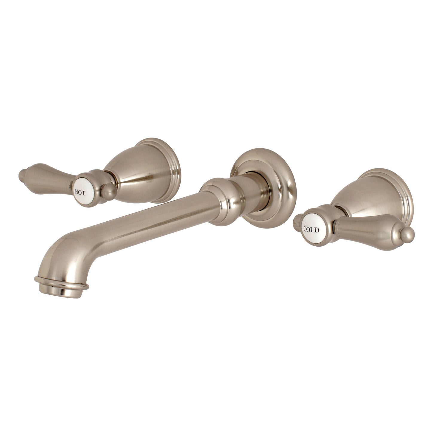 Kingston Brass Heirloom Brushed nickel 2-handle Wall-mount Low-arc Bathtub Faucet ( Valve Included )
