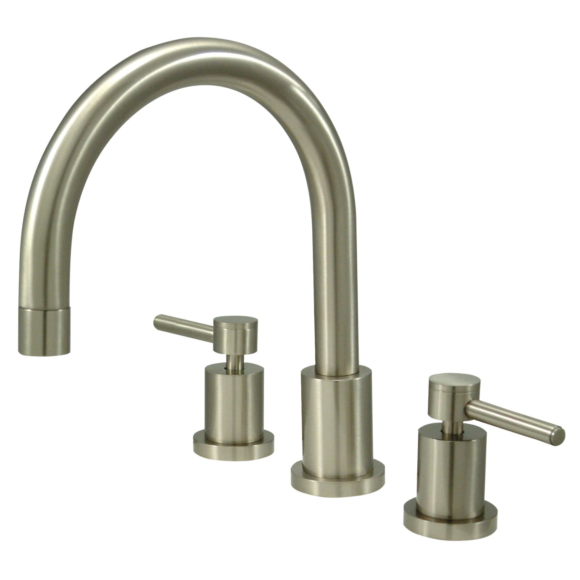Kingston Brass Concord Brushed nickel 2-handle Deck-mount Roman High-arc Bathtub Faucet ( Valve Included )