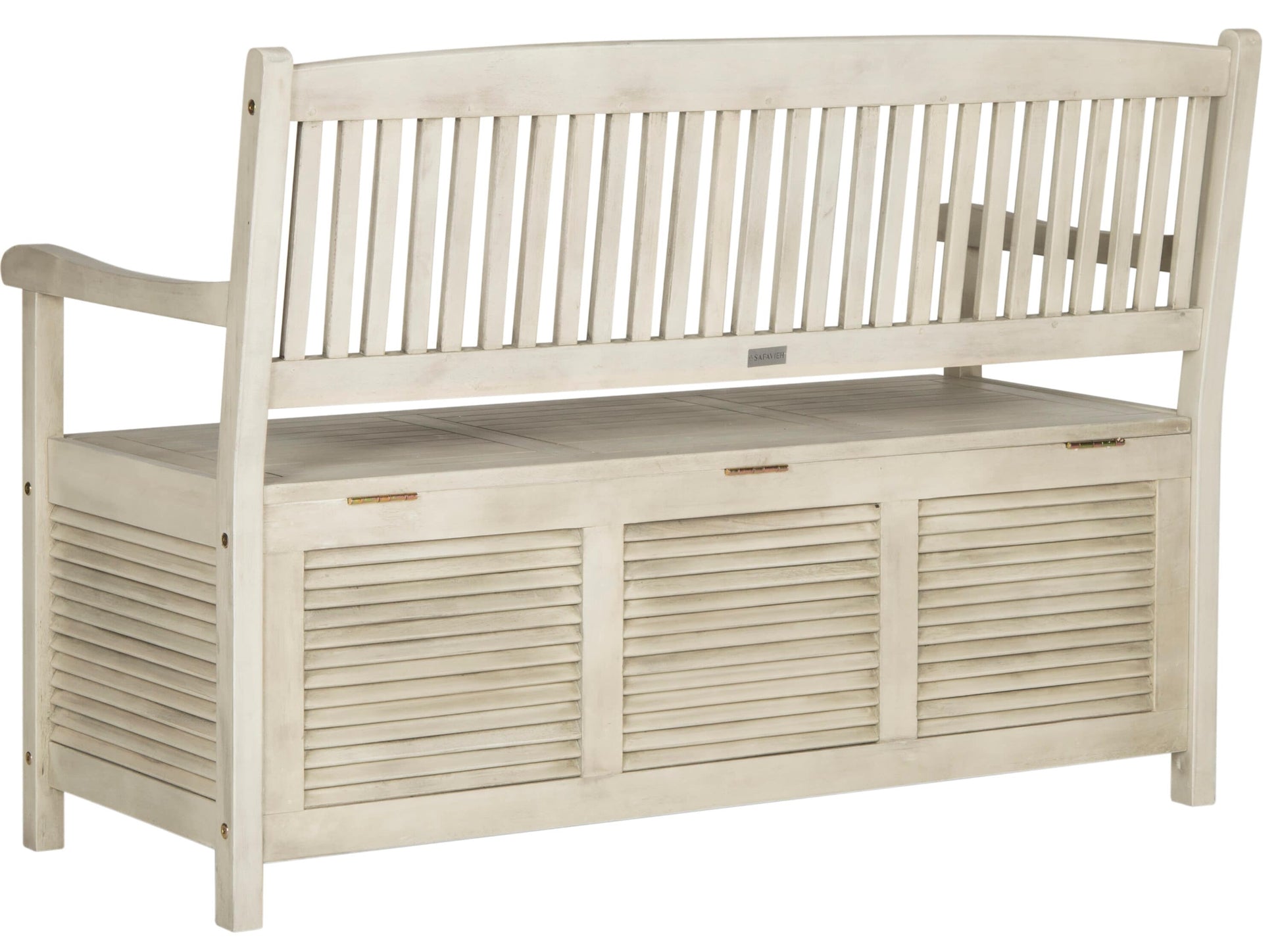 Safavieh Brisbane 50-in W x 35.2-in H Distressed White Acacia Traditional Bench