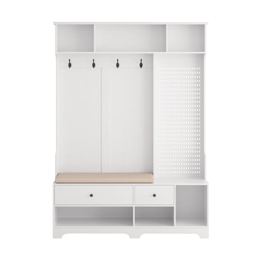 Flynama Modern 57.48-in White Wood Hall Tree