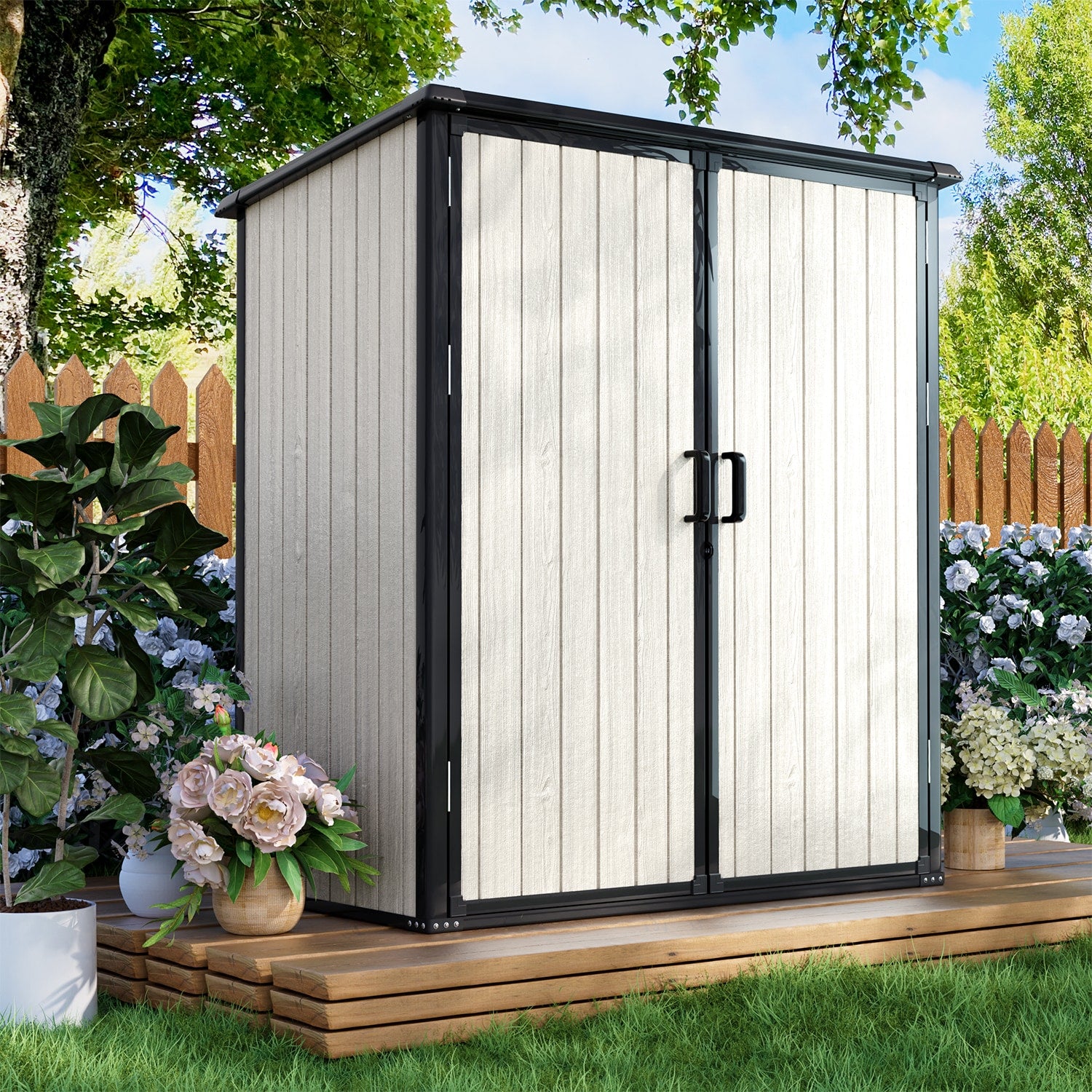 AOXUN 3-ft x 5-ft Economy Series White Lean-to Resin Storage Shed