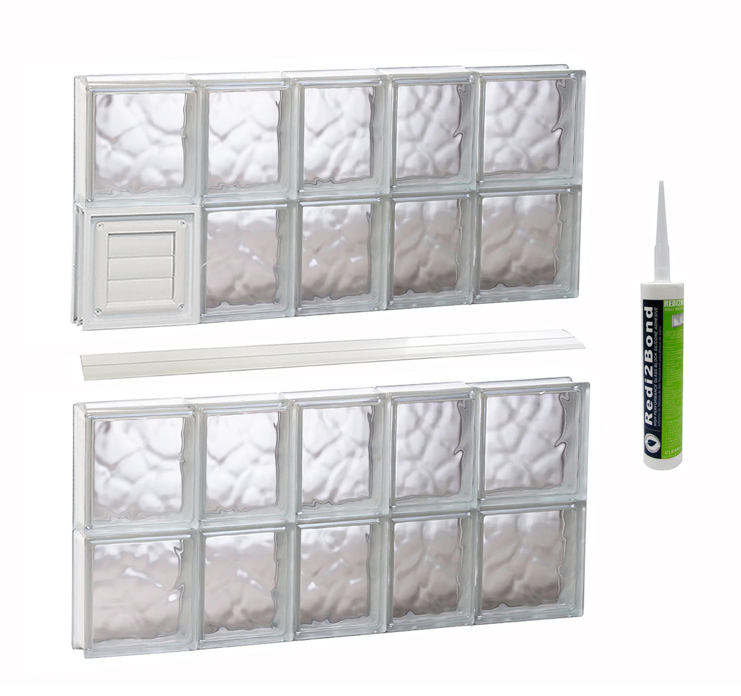 REDI2SET Wavy Glass Frameless Replacement Dryer vent Glass Block Window