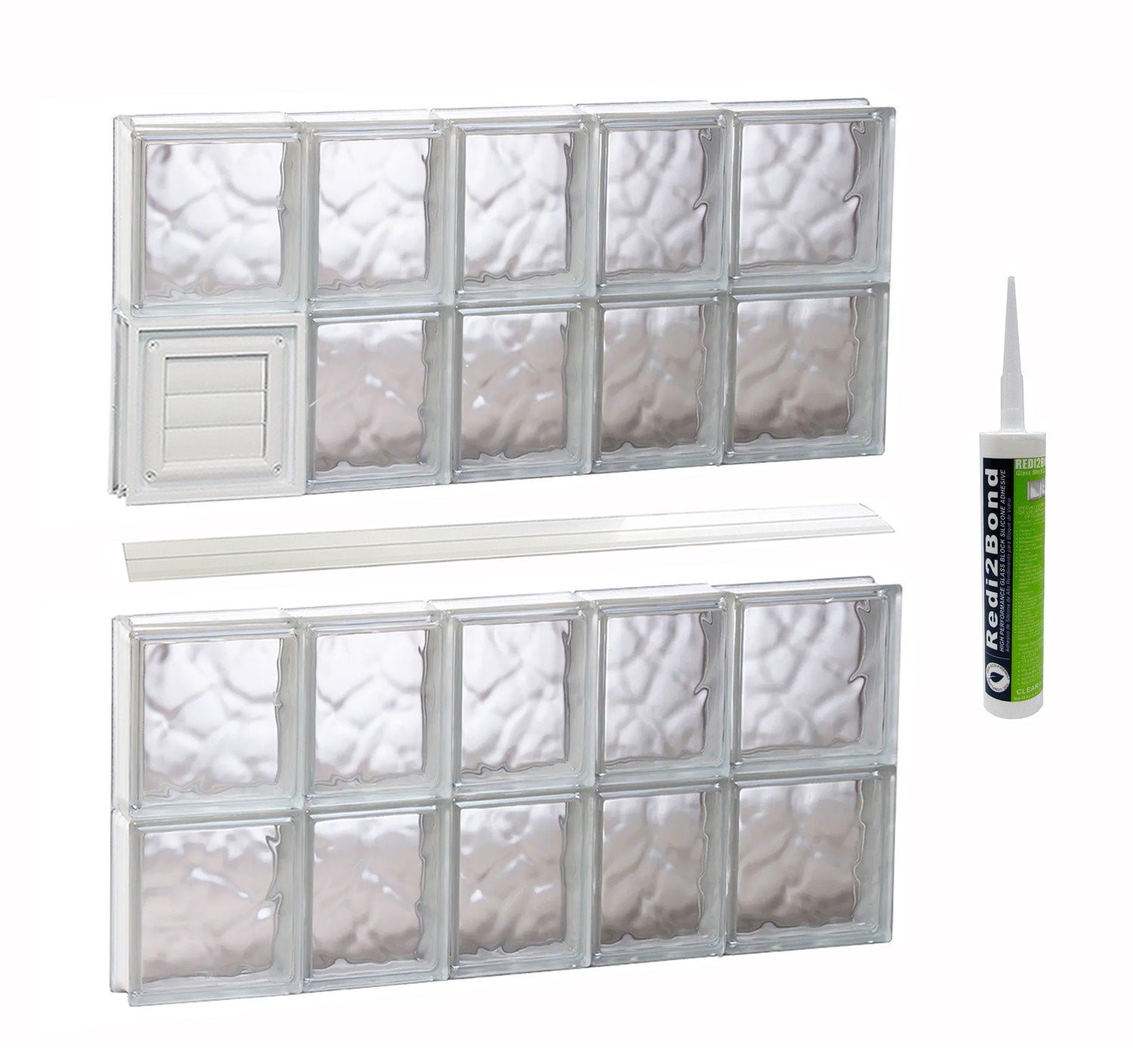 REDI2SET Wavy Glass Frameless Replacement Dryer vent Glass Block Window