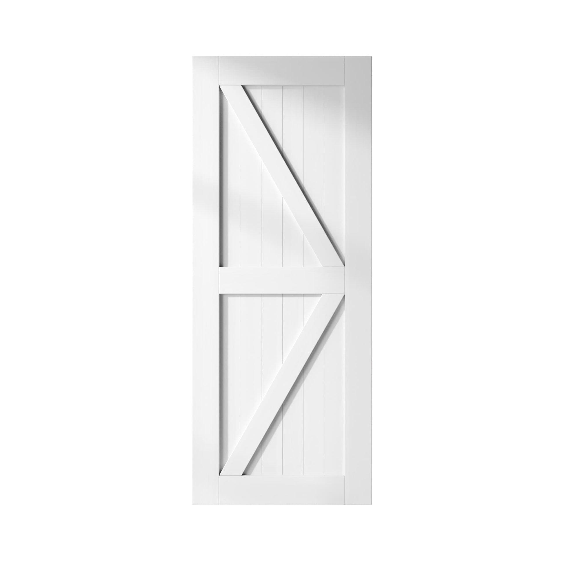 HOMACER 40-in x 84-in White Prefinished K-frame Pine Wood Solid core Single Barn Door (Hardware Not Included)