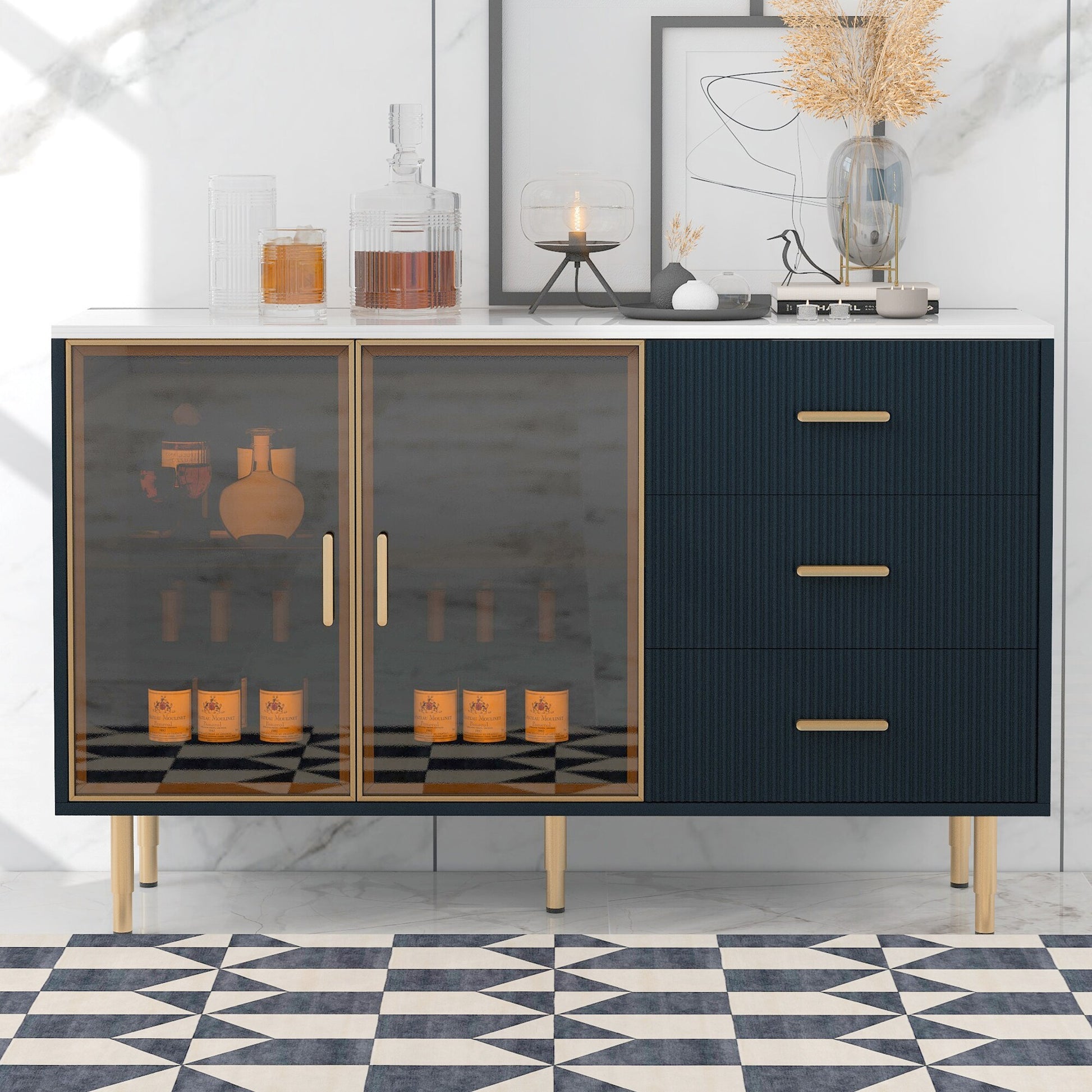 JIMSMAISON Contemporary/Modern Navy Blue Sideboard
