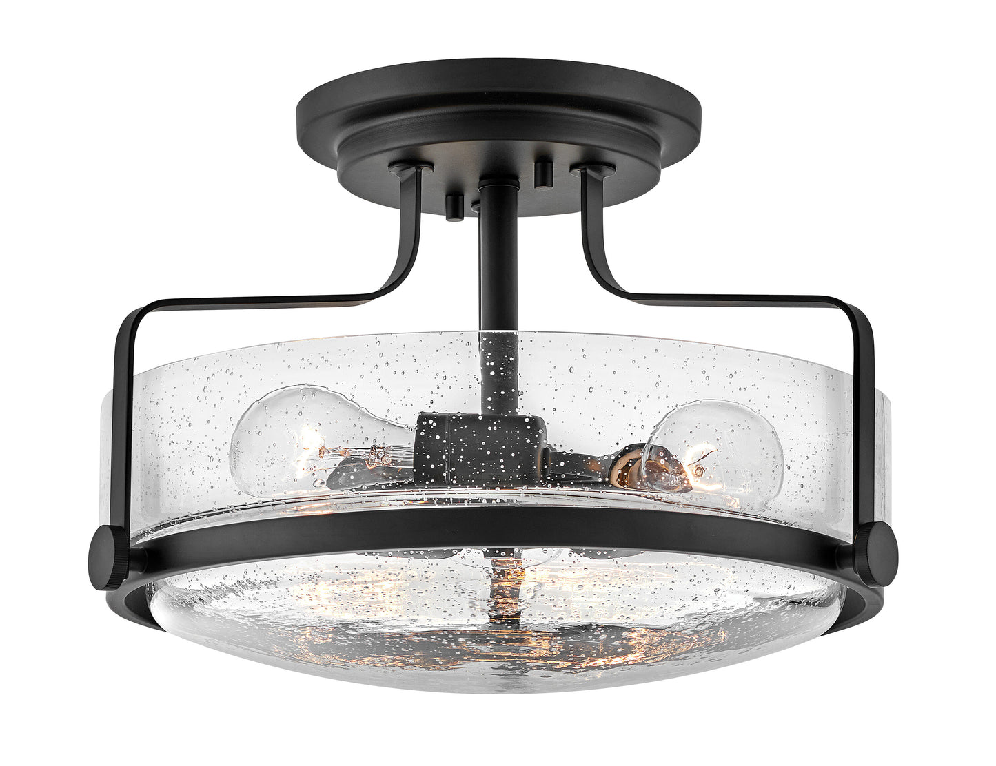 Hinkley Harper 3 -Light 14.5-in Satin Black Semi Flush Mount Light
