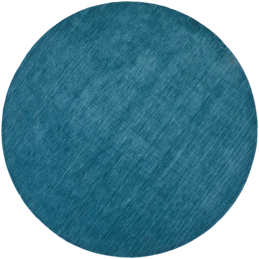 Room Envy Celano 8 x 8 (ft) Loomed Wool Teal Blue/Teal Round Indoor Solid Professionally Clean Only Pet Friendly Area rug