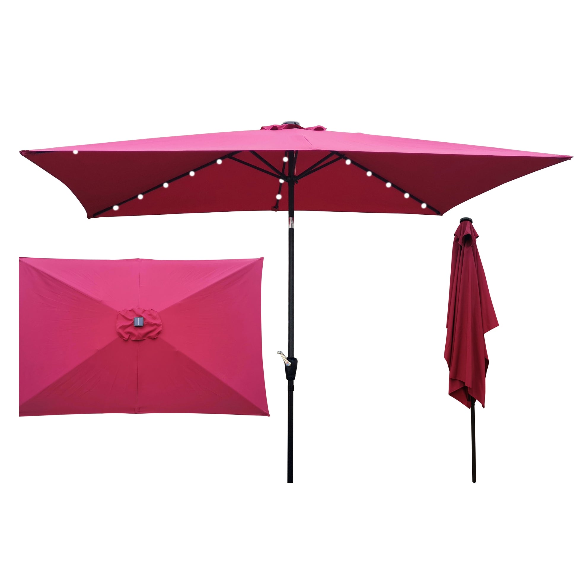 Clihome 10-ft Steel Red Push-button Tilt Market Patio Umbrella with Base