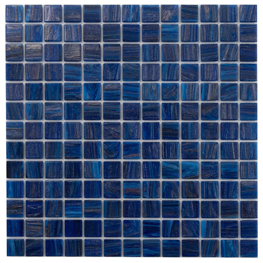 Apollo Tile Celestial Egyptian Blue 12-in x 12-in Glossy Glass Mosaic Floor and Wall Tile ( 20.0-sq ft Carton )