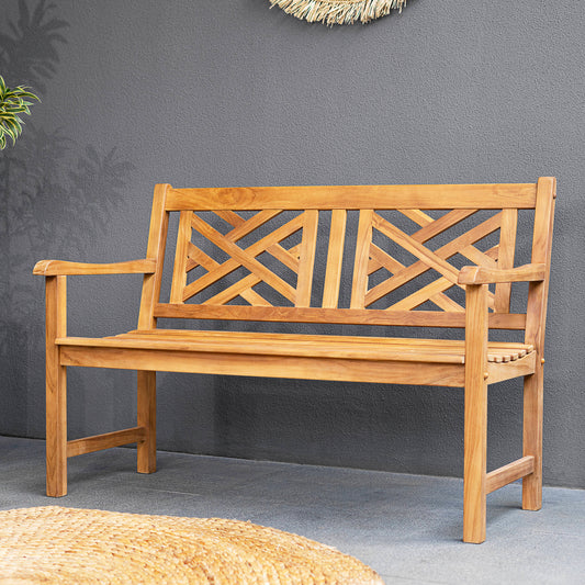 Cambridge Casual Maine 48-in W x 34-in H Natural Teak Teak Garden Bench