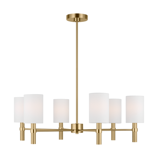 Scott Living Manor 6 -Light Satin Brass Indoor Fabric Steel Chandelier