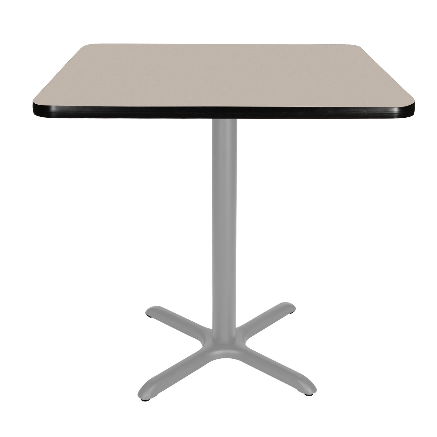 Hampden Furnishings Bennet Grey Nebula Contemporary/Modern Wood Counter Table, with Grey Powder Coat Finish and Steel Pedestal Base 36-in L x 36-in H