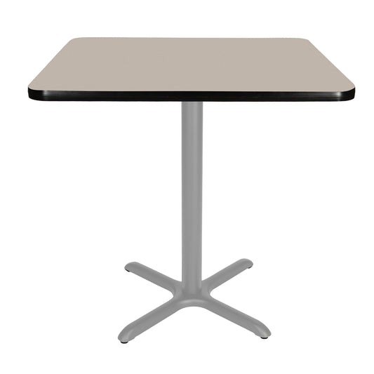 Hampden Furnishings Bennet Grey Nebula Contemporary/Modern Wood Counter Table, with Grey Powder Coat Finish and Steel Pedestal Base 36-in L x 36-in H