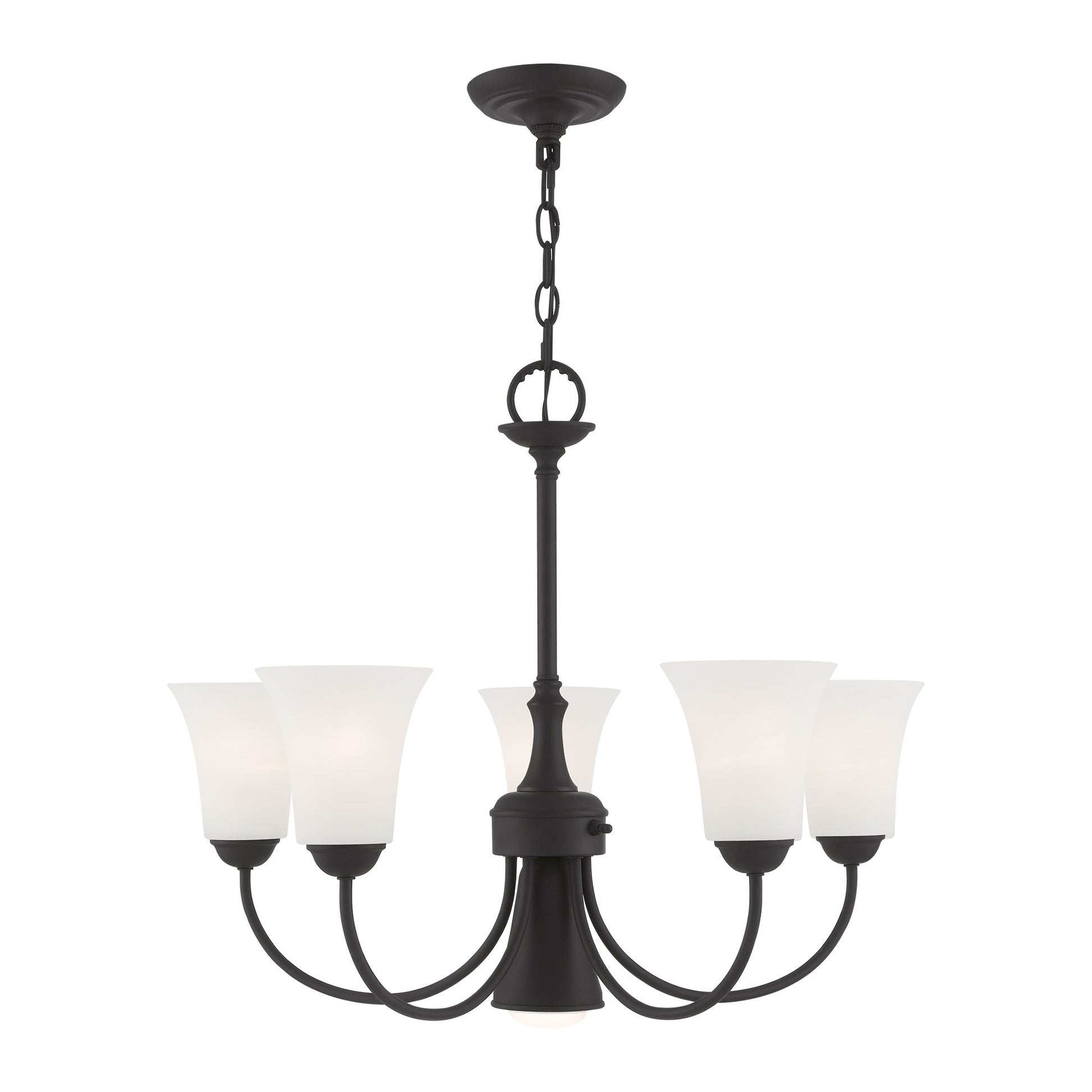 Livex Lighting Ridgedale 6 -Light Black Indoor Opal glass Glass Metal Chandelier
