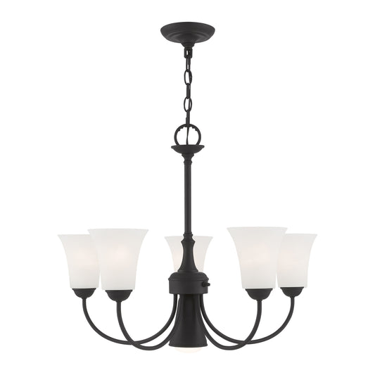 Livex Lighting Ridgedale 6 -Light Black Indoor Opal glass Glass Metal Chandelier
