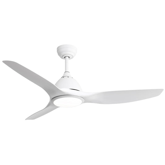 Bayfeve Adjustable Speed 52-in White with White ABS Blades Color-Changing Integrated LED Covered Outdoor Ceiling Fan With Light and Remote Included 3 -Blade