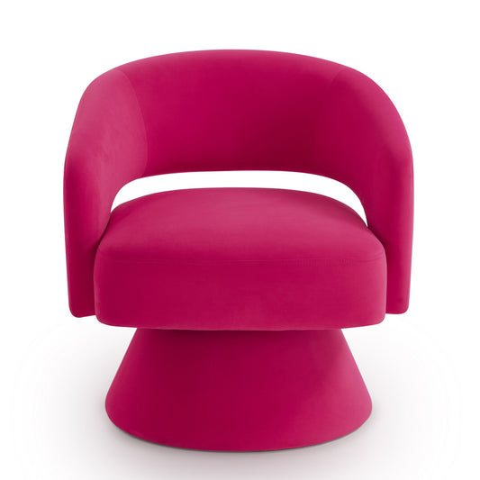 Bybafun 27.5-in W Modern Pink Velvet Swivel Barrel Armchair