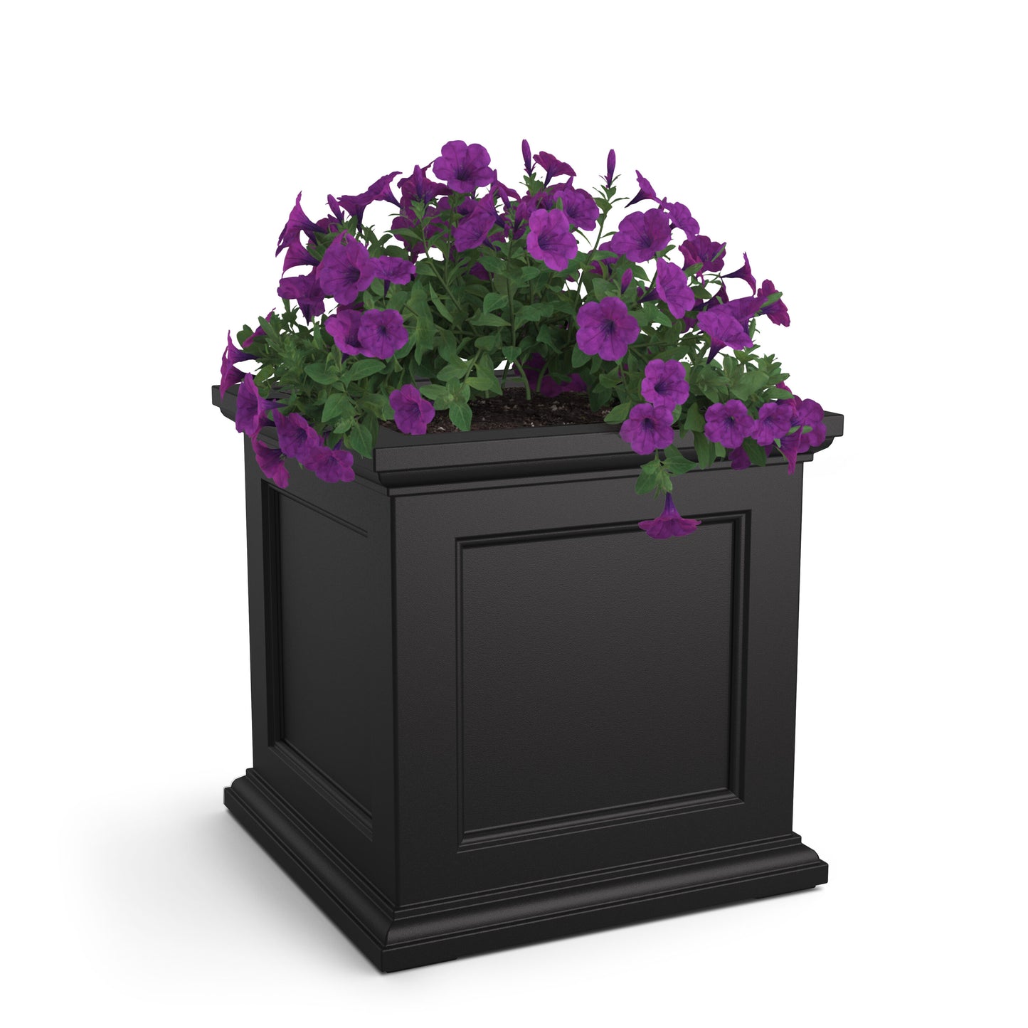 Mayne Square 28-in W x 28-in L Black Plastic Indoor/Outdoor Planter