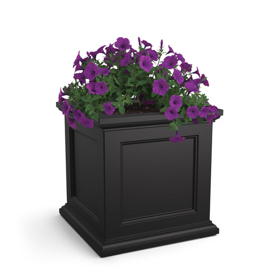 Mayne Square 28-in W x 28-in L Black Plastic Indoor/Outdoor Planter