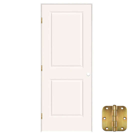 Masonite 32-in x 80-in White Solid core 2-panel Right hand Smooth Prefinished Molded composite Flat Jamb Single Prehung Interior Door with
