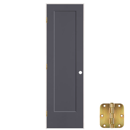 Masonite 24-in x 80-in Slate Solid core 1-panel Right hand Smooth Prefinished Molded composite Flat Jamb Single Prehung Interior Door with