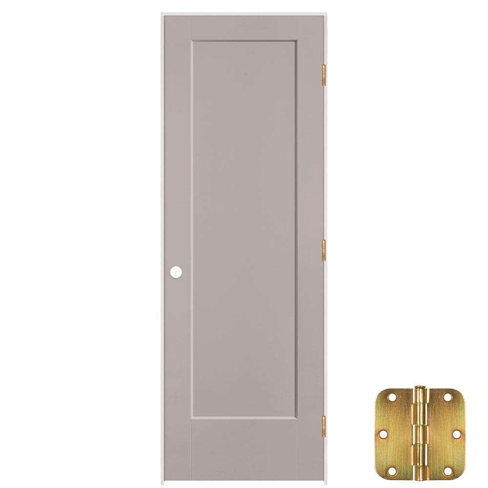 Masonite 24-in x 80-in Driftwood Solid core 1-panel Left hand Smooth Prefinished Molded composite Flat Jamb Single Prehung Interior Door with