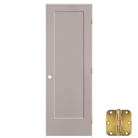 Masonite 24-in x 80-in Driftwood Solid core 1-panel Left hand Smooth Prefinished Molded composite Flat Jamb Single Prehung Interior Door with