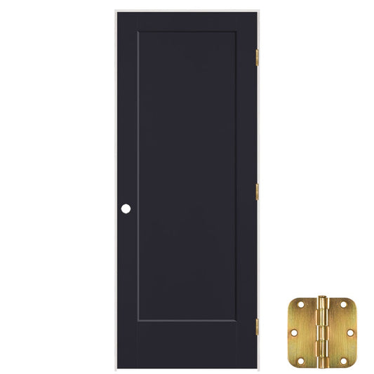 Masonite 32-in x 80-in Midnight Solid core 1-panel Left hand Smooth Prefinished Molded composite Flat Jamb Single Prehung Interior Door with