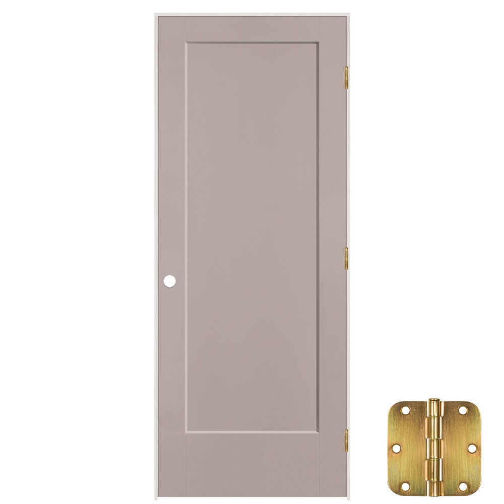 Masonite 32-in x 80-in Driftwood Solid core 1-panel Left hand Smooth Prefinished Molded composite Flat Jamb Single Prehung Interior Door with