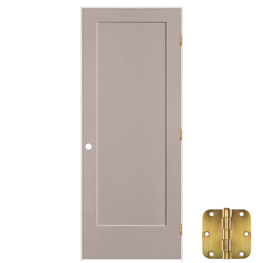 Masonite 32-in x 80-in Driftwood Solid core 1-panel Left hand Smooth Prefinished Molded composite Flat Jamb Single Prehung Interior Door with