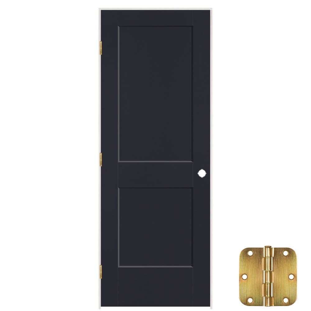 Masonite 30-in x 80-in Midnight Solid core 2-panel Right hand Smooth Prefinished Molded composite Flat Jamb Single Prehung Interior Door with