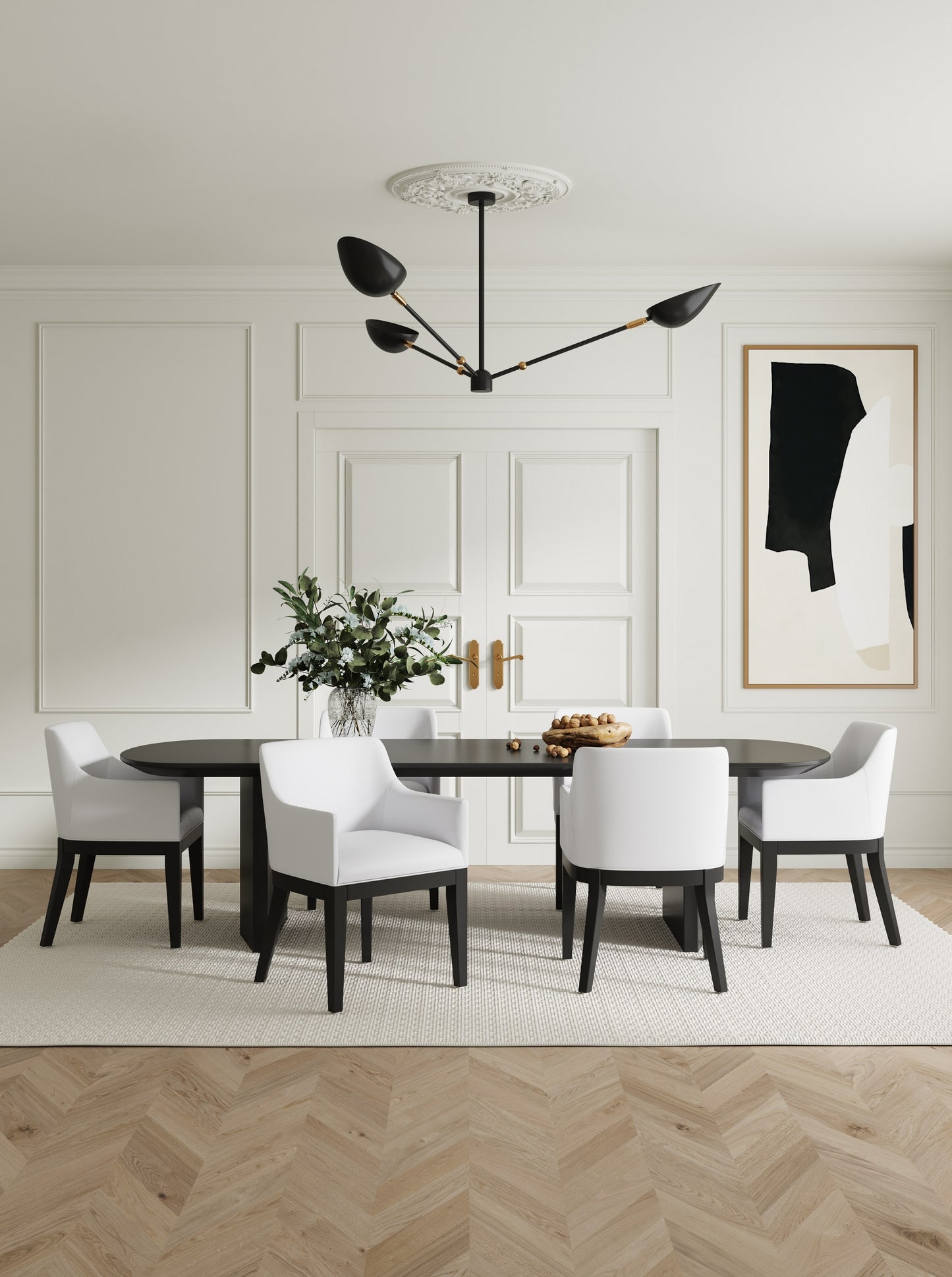 Manhattan Comfort Contemporary/Modern Faux Leather Upholstered Dining Arm Chair (Wood Frame)