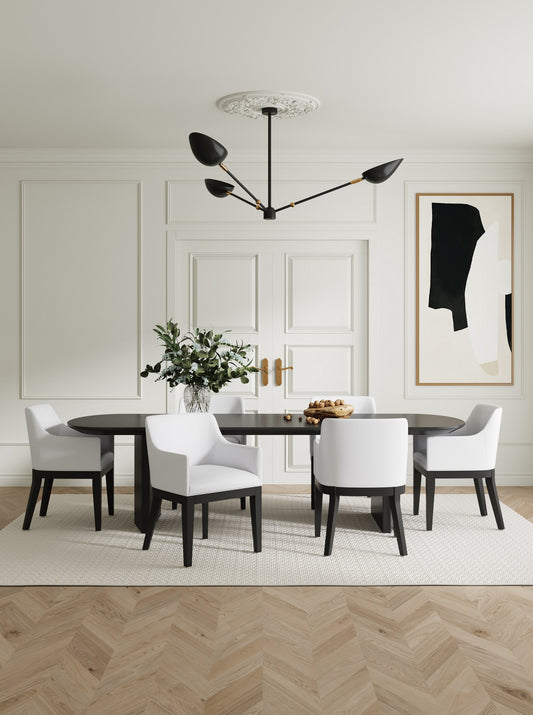 Manhattan Comfort Contemporary/Modern Faux Leather Upholstered Dining Arm Chair (Wood Frame)