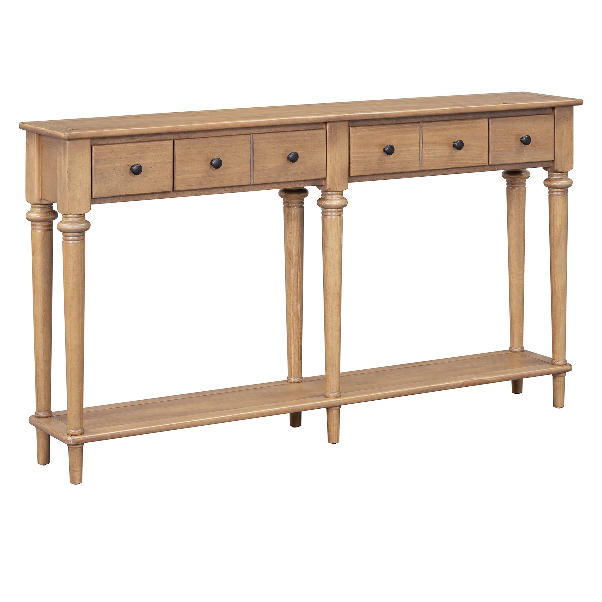 CESICIA Modern MDF Old Pine 59.8-in W x 34-in H with Drawers Coffee Table