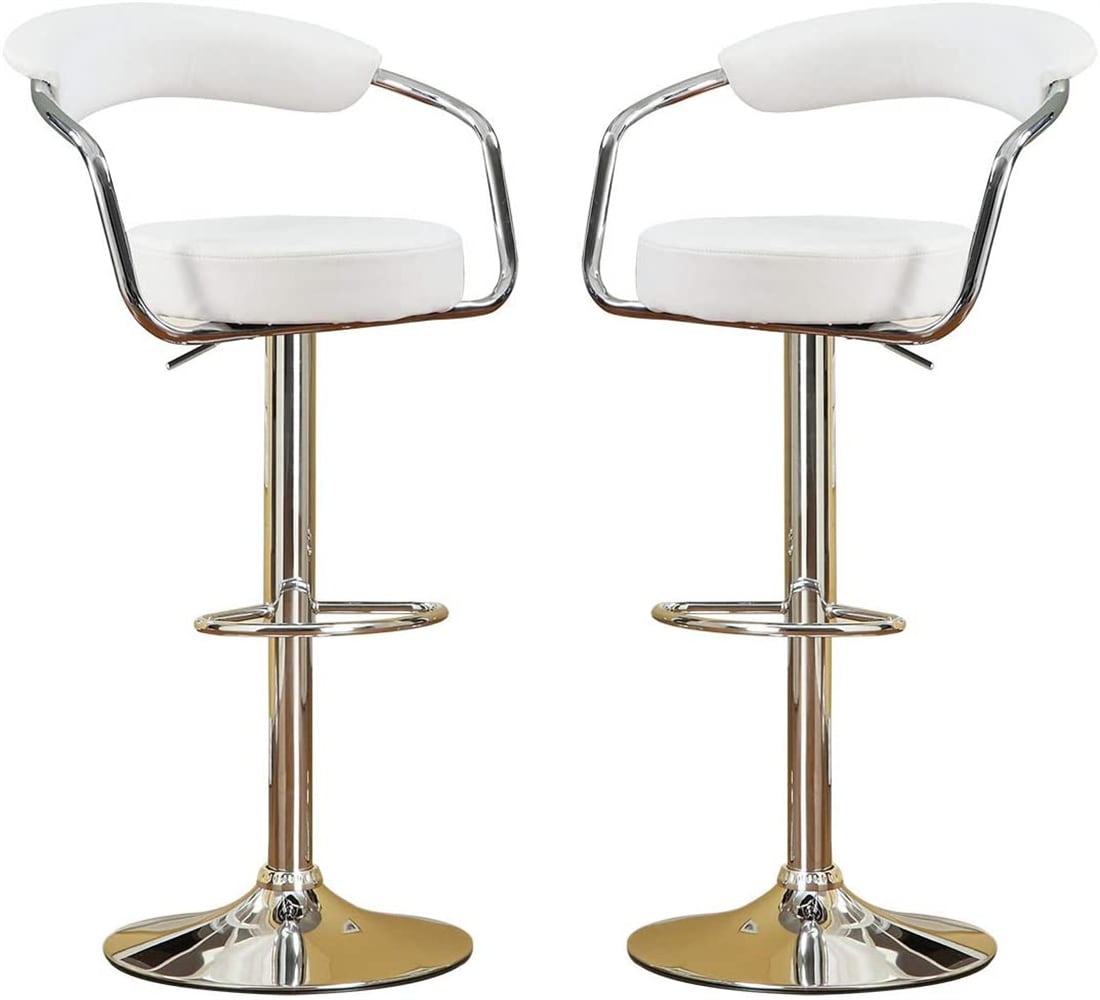 CESICIA White 34.0-in H Adjustable Tall Swivel Metal Bar Stool