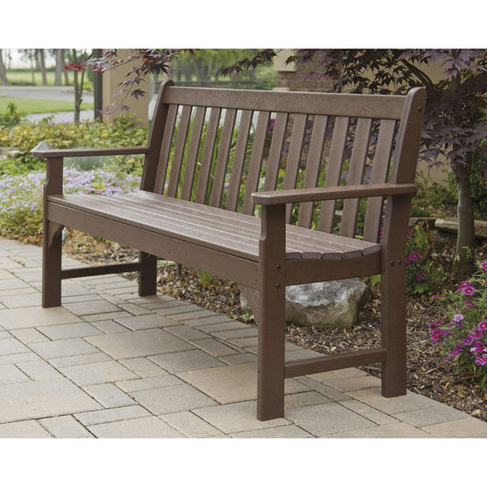POLYWOOD Vineyard 60.5-in W x 35.25-in H Mahogany Plastic Garden Bench
