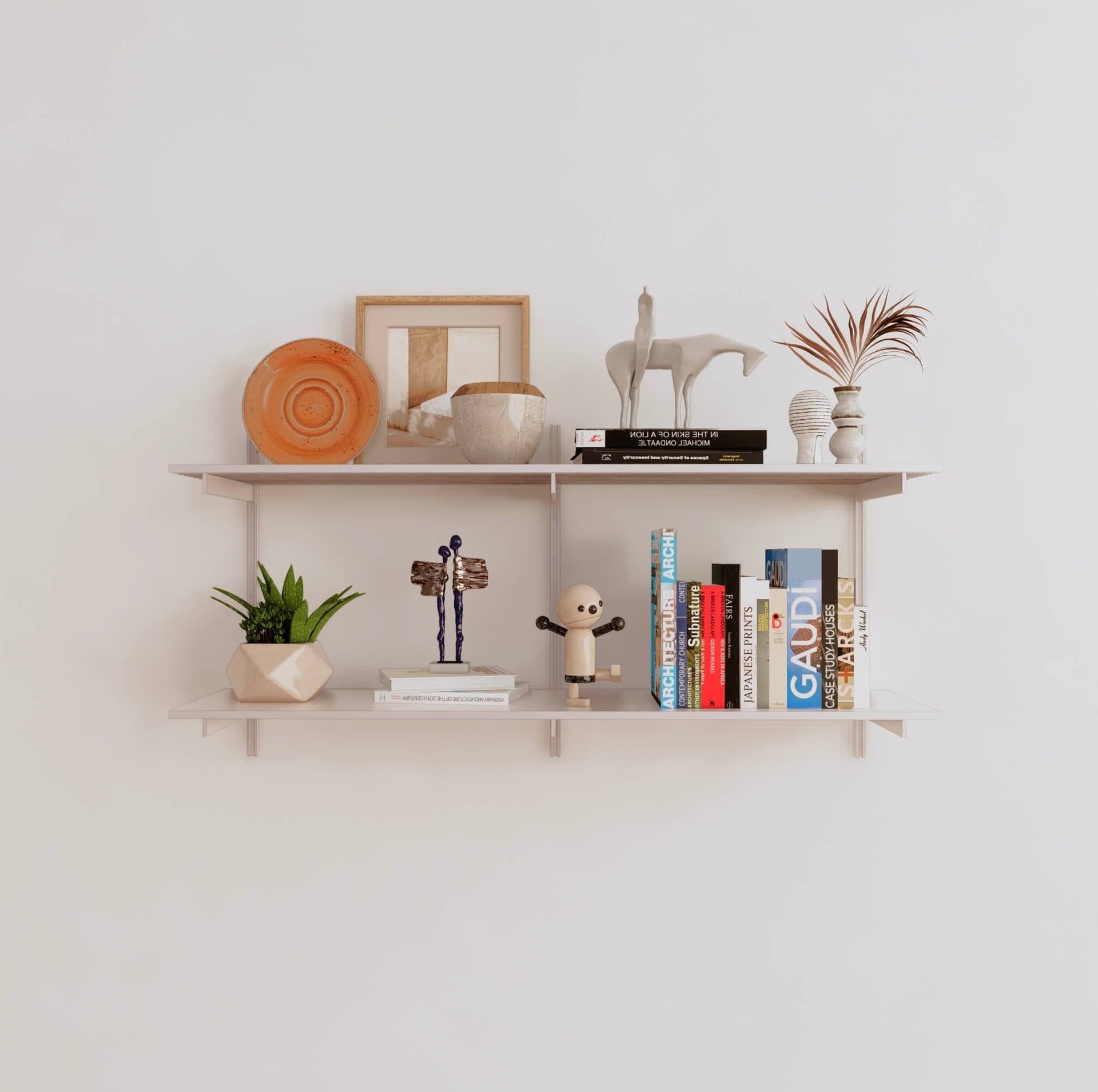 Modern Shelving 48-in L x 12-in D x 24-in H White Aluminum Square Shelf kit 2 Decorative Shelves