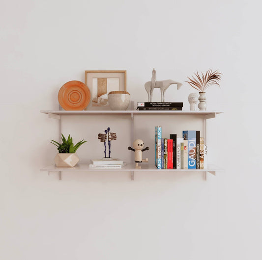 Modern Shelving 48-in L x 12-in D x 24-in H White Aluminum Square Shelf kit 2 Decorative Shelves