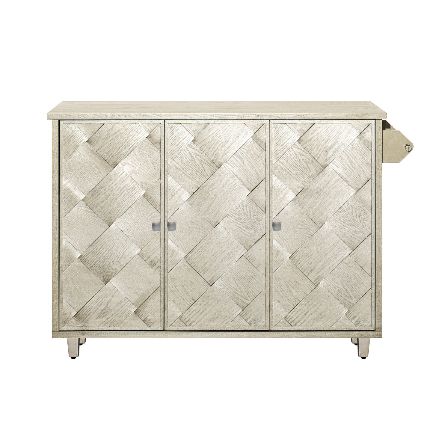 Kahomvis MDF Base with Wood Wood Top Rolling Kitchen Island ( 17.7-in x 51.2-in x 36.2-in )