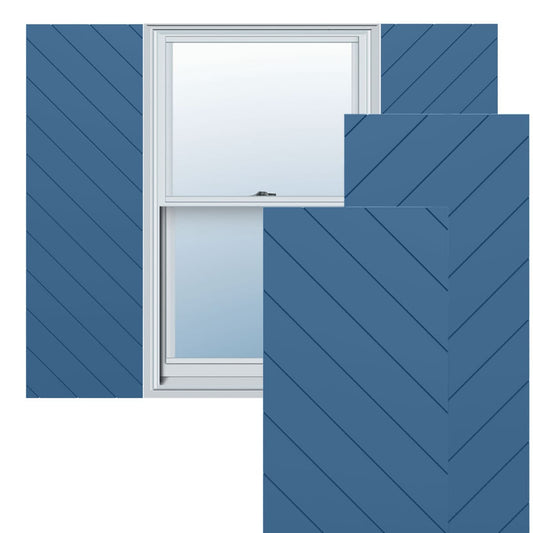 Ekena Millwork 18-in W x 30-in H Sojourn Blue Flat panel Exterior Shutters ( 2 -Pack )