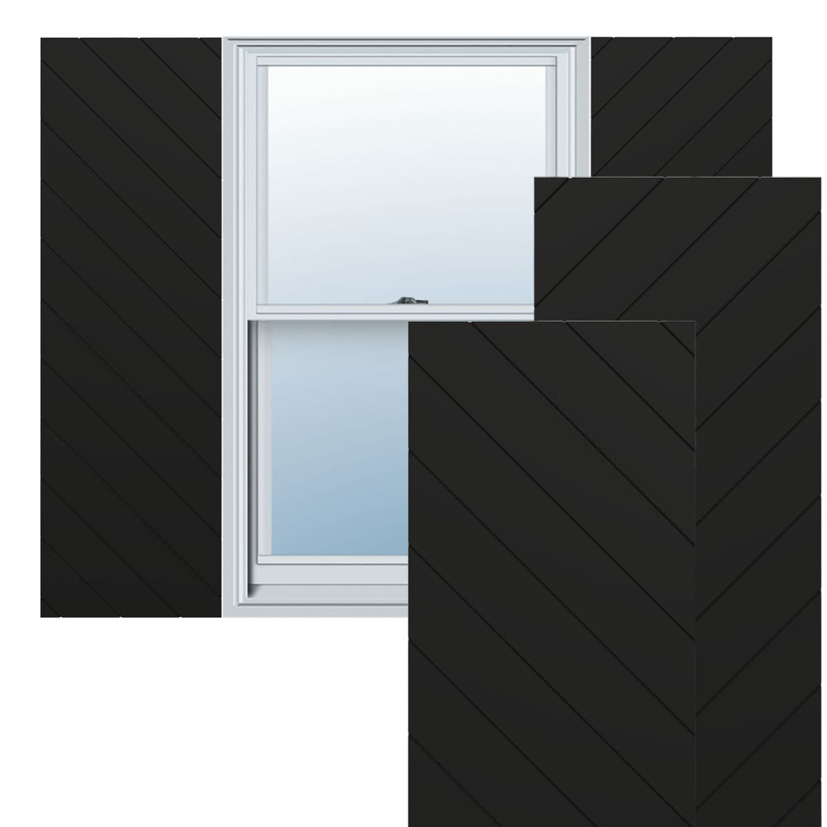 Ekena Millwork 18-in W x 44-in H Black Flat panel Exterior Shutters ( 2 -Pack )