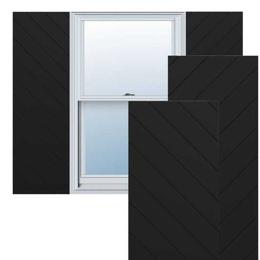 Ekena Millwork 18-in W x 44-in H Black Flat panel Exterior Shutters ( 2 -Pack )
