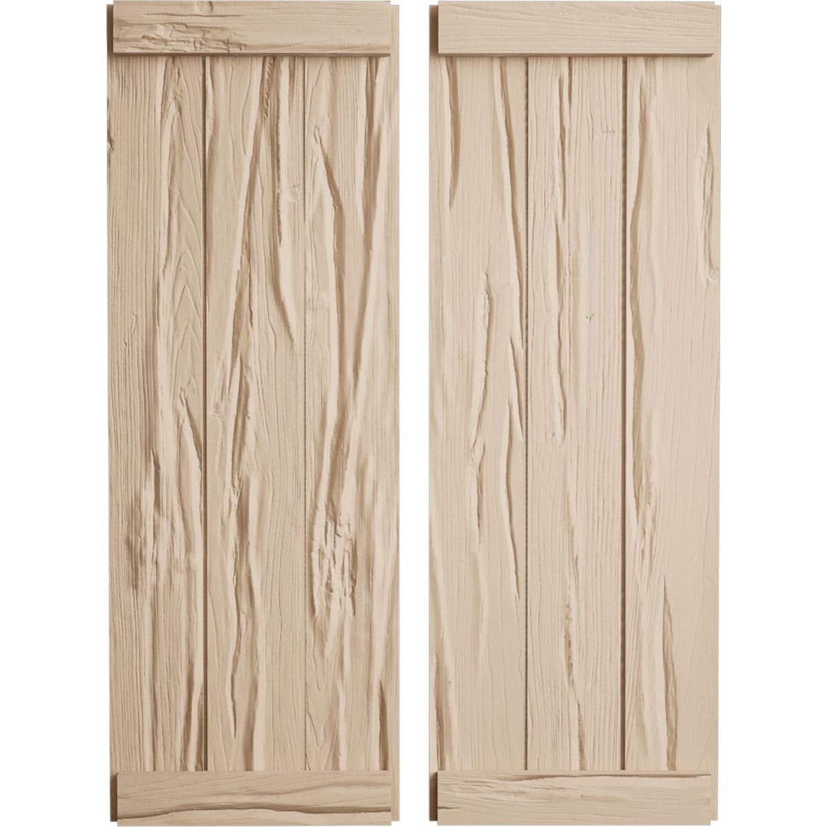 Ekena Millwork 16.5-in W x 74-in H Unfinished Paintable/Stainable Board and batten End batten Exterior Shutters ( 2 -Pack )