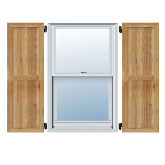 Ekena Millwork 21.5-in W x 69-in H Unfinished Paintable/Stainable Board and batten Framed Wood Exterior Shutters ( 2 -Pack )