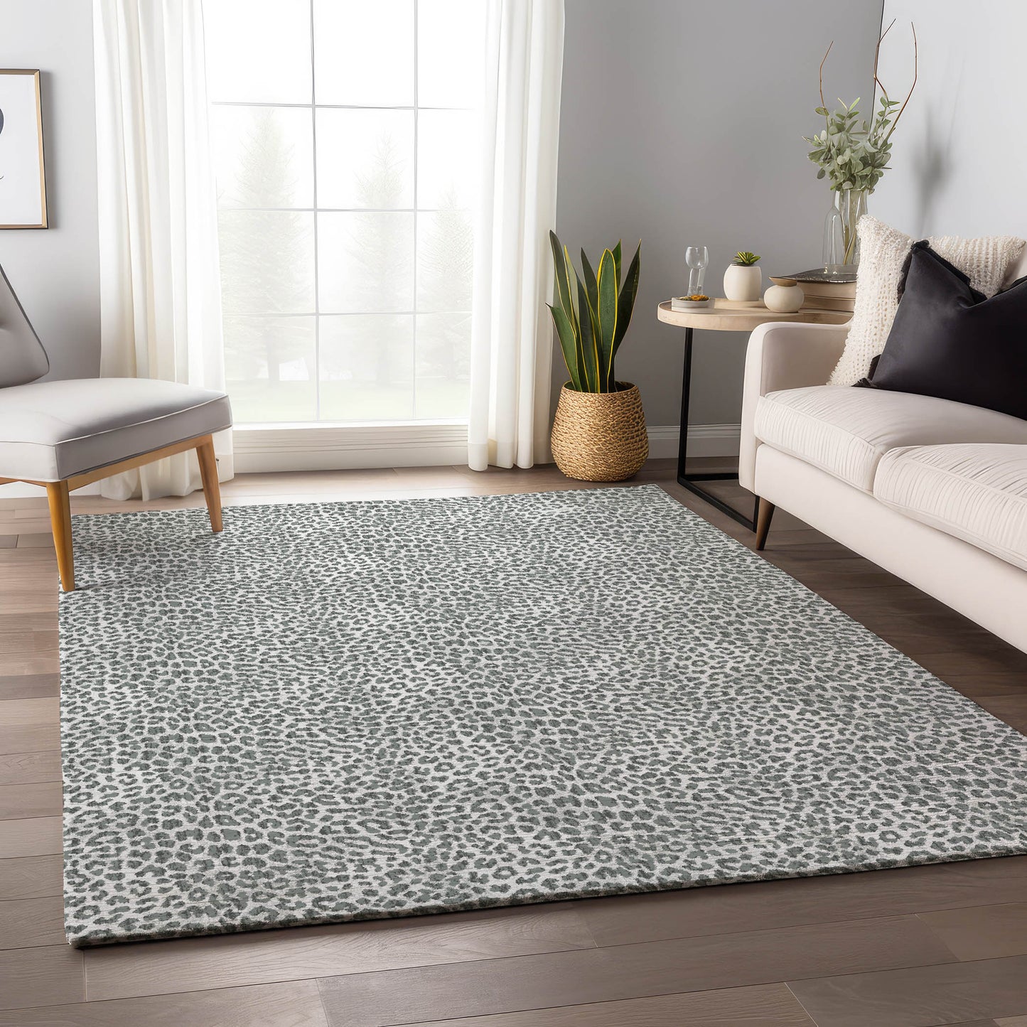 Addison Rugs Mayfield AMF43GR 8 x 10 (ft) Loomed Polyester Gray Rectangular Indoor Abstract Machine washable Pet Friendly Area rug